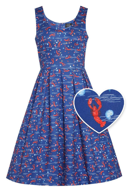 Amanda Lobster Dark Blue Flared Dress