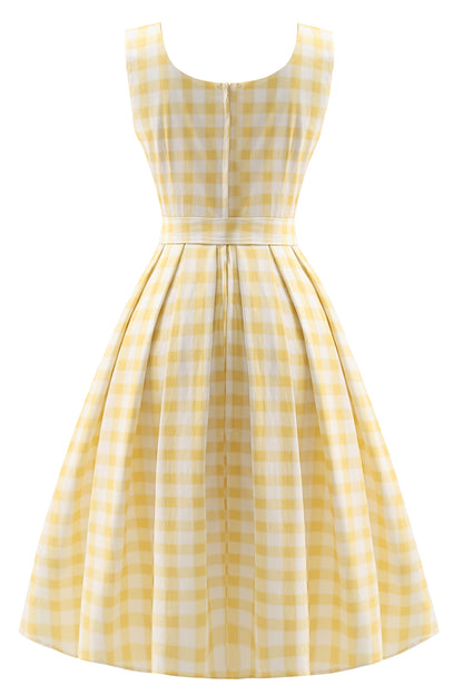 Amanda Yellow Gingham Swing Dress