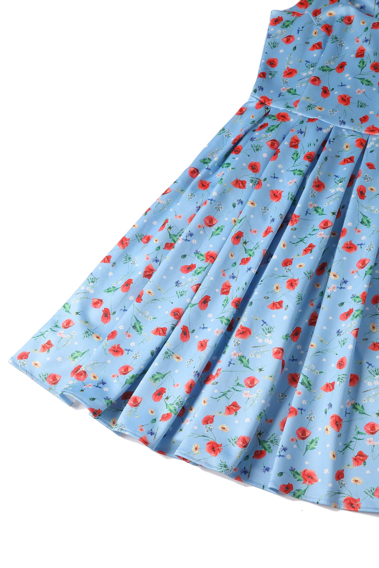 Amanda Light Blue Poppy Swing Dress