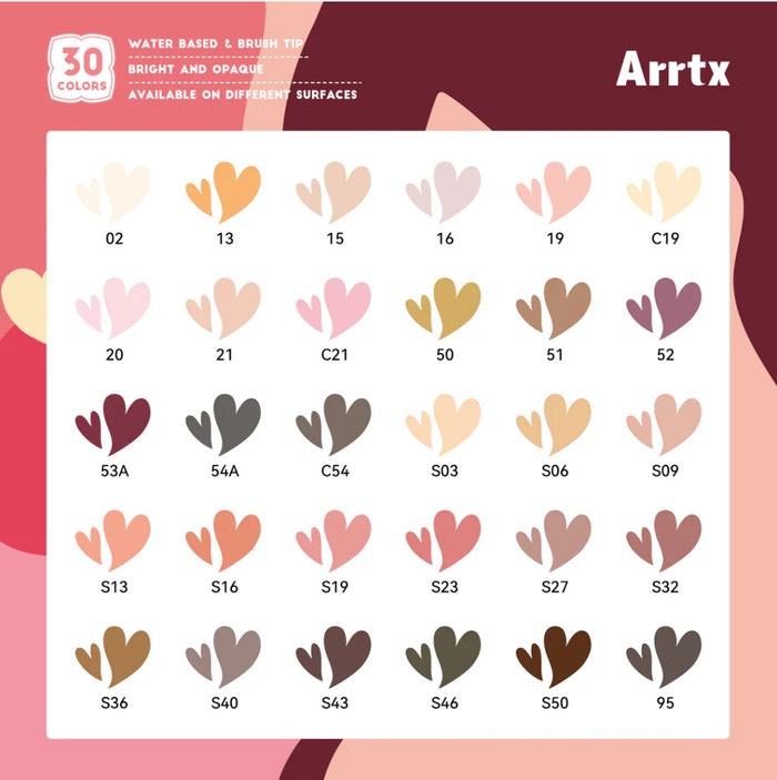Arrtx Acrylic Marker - 30 Color Set - Skin Tone Colors (30C)