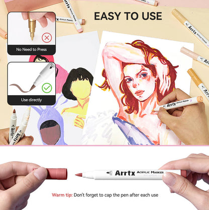 Arrtx Acrylic Marker - 30 Color Set - Skin Tone Colors (30C)