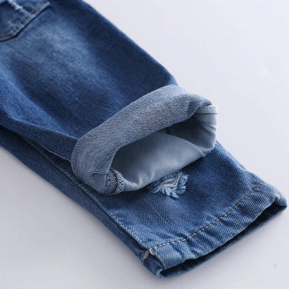 Kidscool Space Baby & Toddler Adjustable Ripped Fashion Jeans Overalls - Kidscool Space