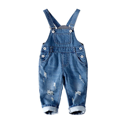 Baby Toddler Adjustable Ripped Cotton Denim Overalls