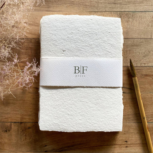 Bat Flower Press - Ivory handmade paper set with envelopes