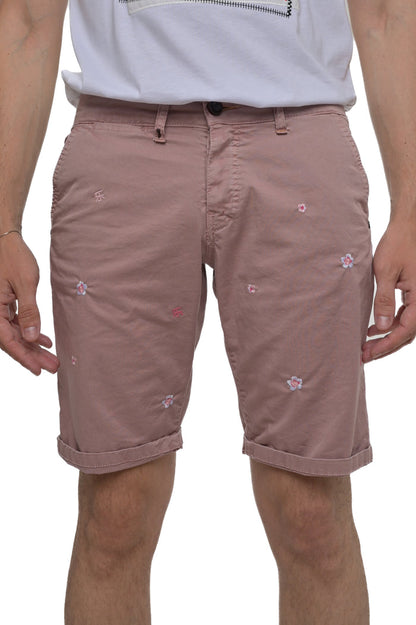 Bermuda in cotone slim Cristian Ricamo rosa SS25