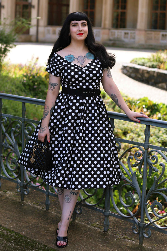 Lily Black Polka Dot Off Shoulder Dress