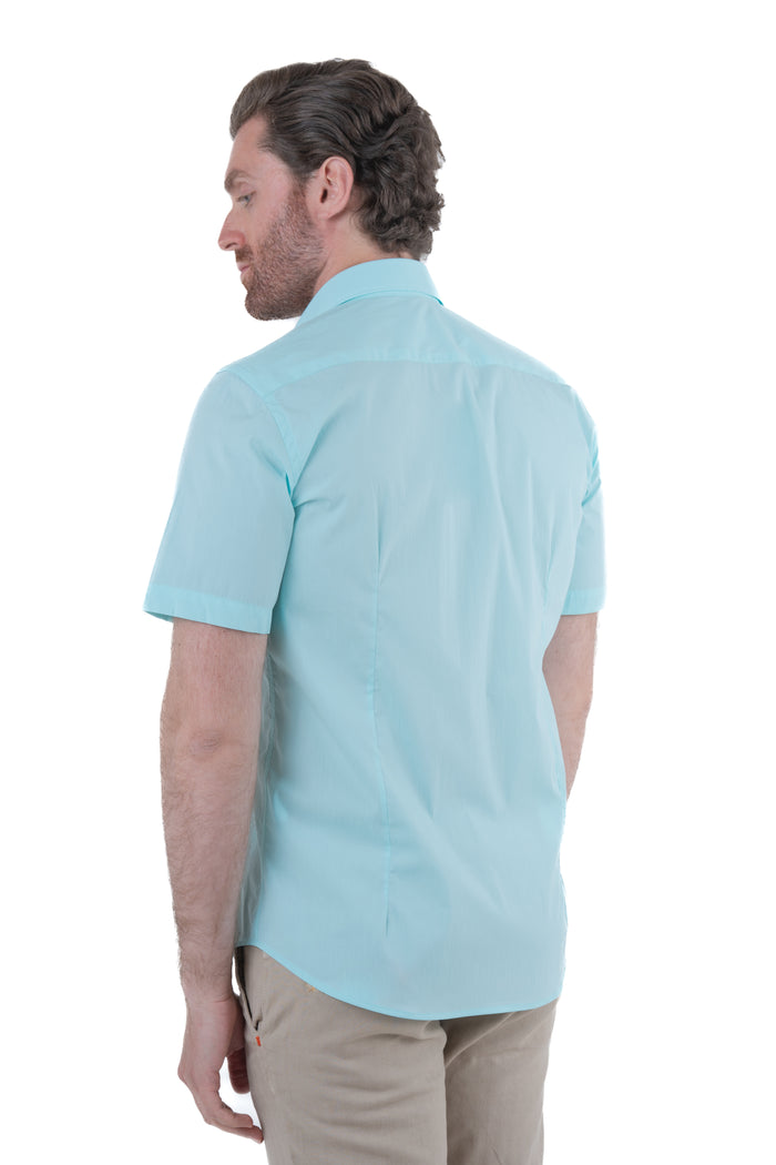 Camicia in Cotone regular Mezza Manica verde acqua SS25