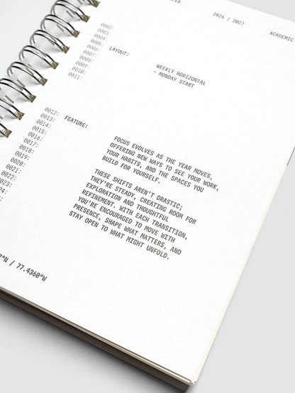 Cloth & Paper - Weekly Horizontal Spiral Notebook | 2026-2027 Academic Year