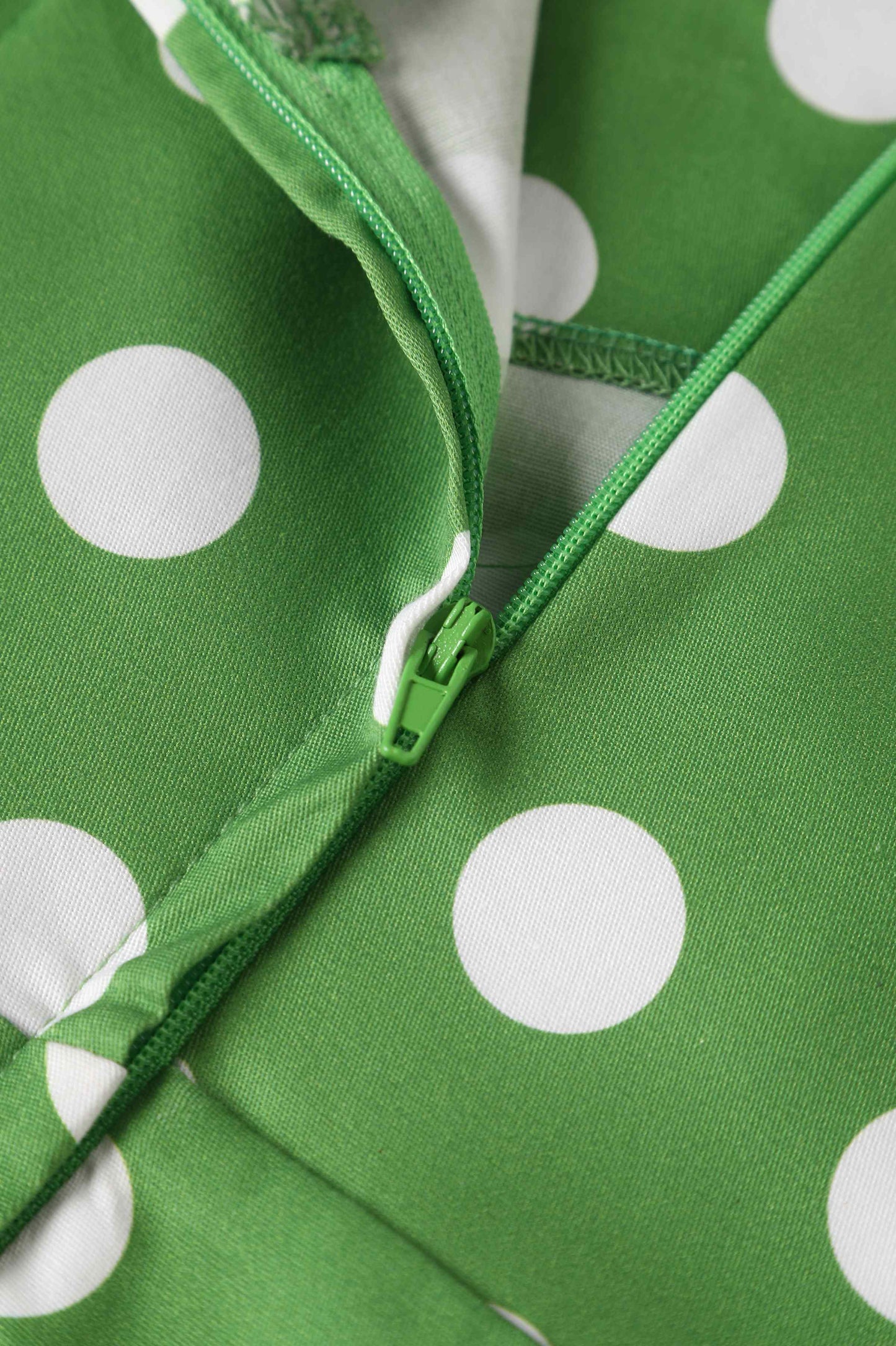 May Crossover Bust Green White Polka Dot Dress