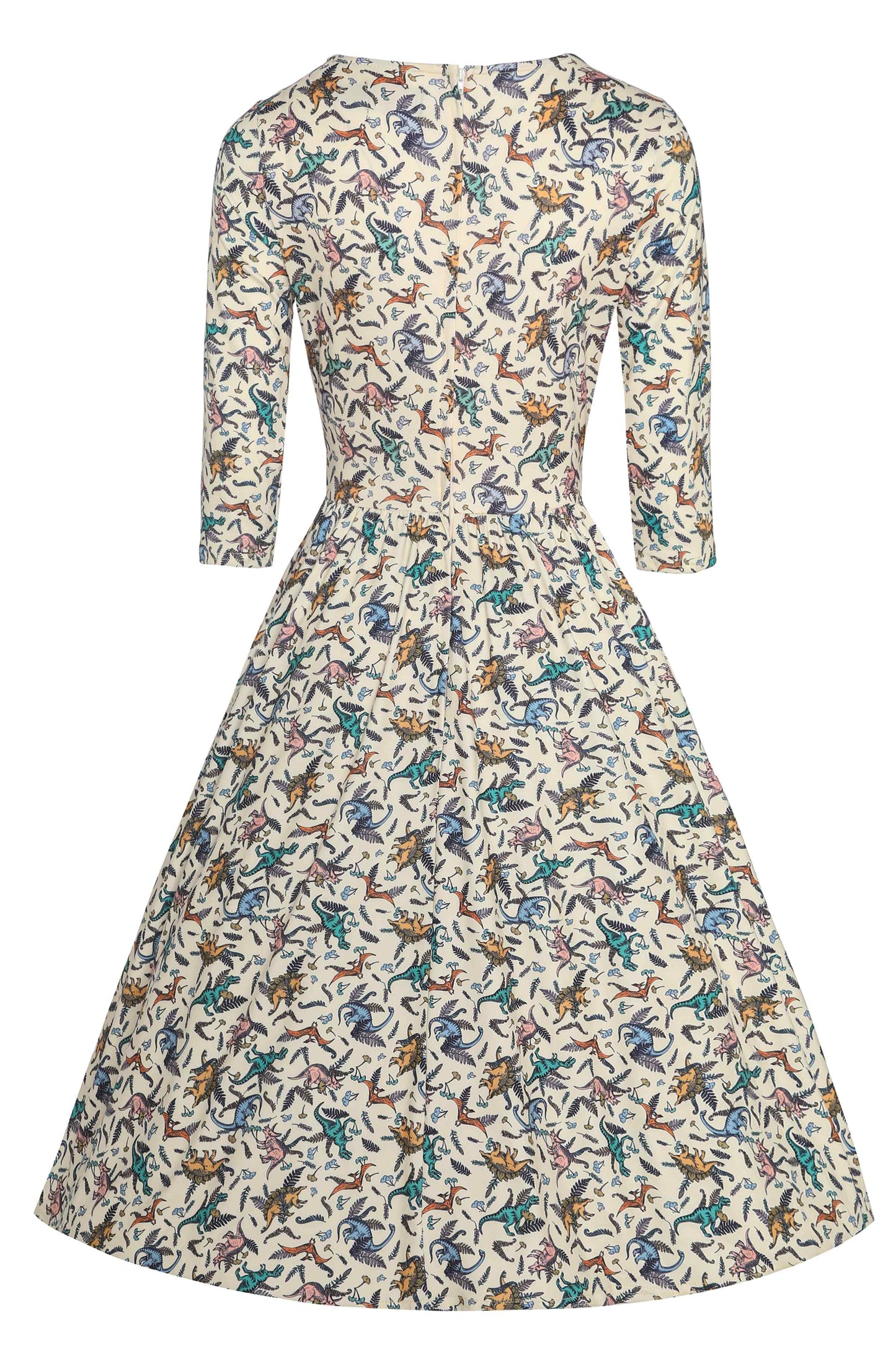 Billie Dinosaur Beige Long Sleeved Dress