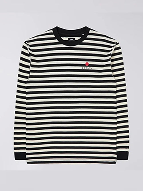 Edwin - Basic Stripe T-shirt LS - Black & White-T-shirts-I031843_0D2_67