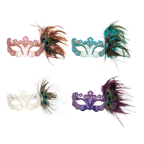 A Fancy Side Feather Masks, Set of 4.