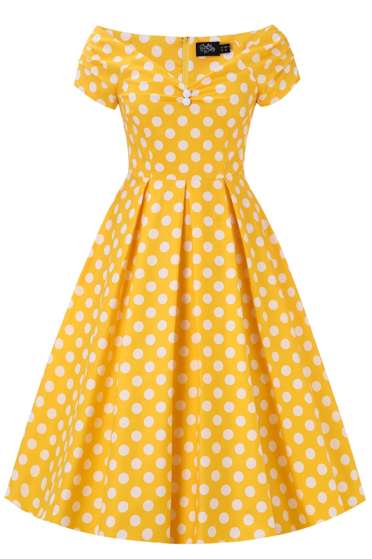 Lily Yellow Polka Dot Off Shoulder Dress