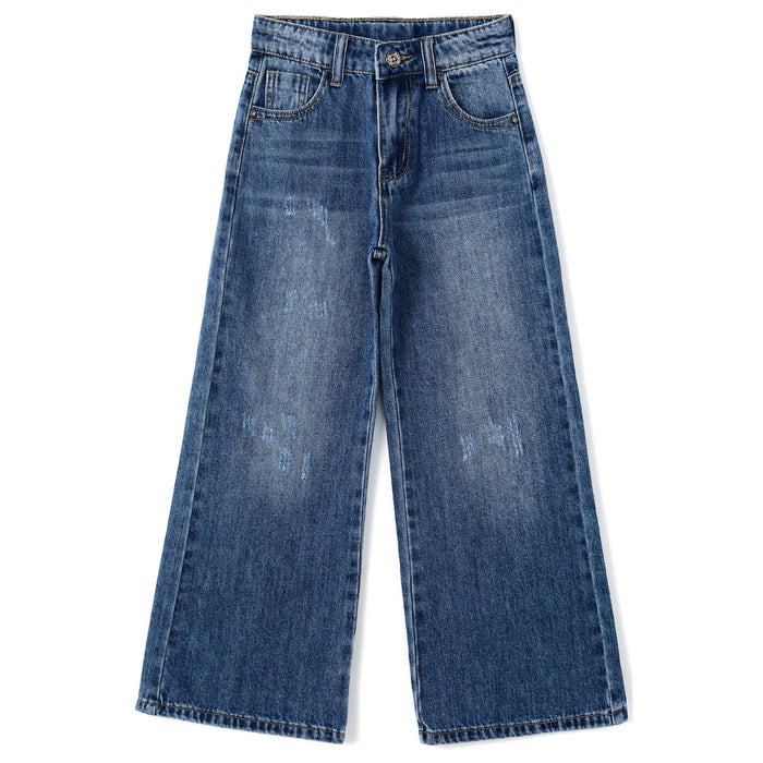 Girl Kid Wide Leg Slim Fit Fashion Denim Jeans Pants