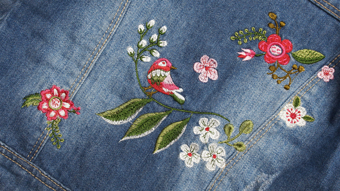Girl Flower Embroidered Denim Outfits
