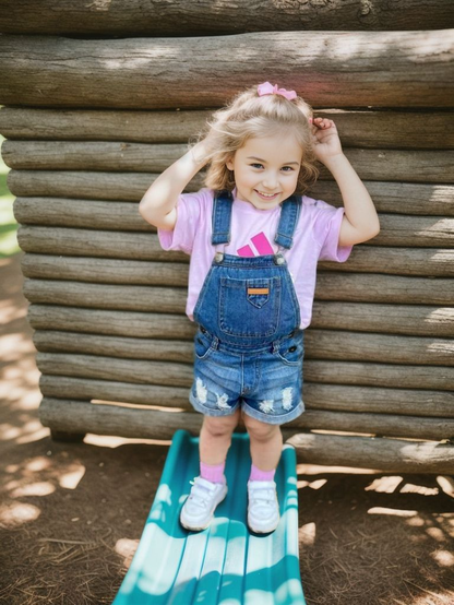 Girls Rompers Big Ripped Denim Shortalls