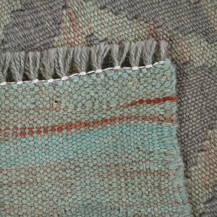 Overdyed Vegetable Kilim Area Rug Handmade Dusty Green