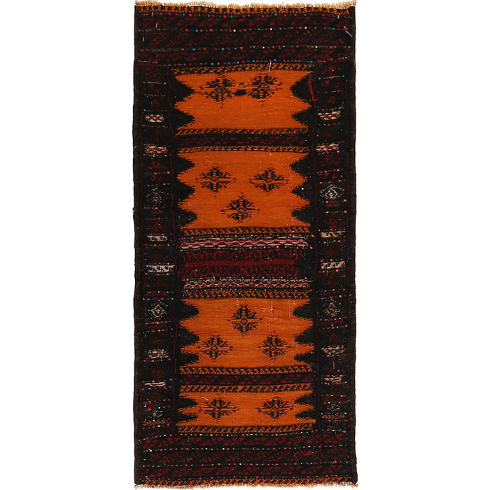 Table Sheet Area Rug Runner Handmade Orange Curvilinear 5'