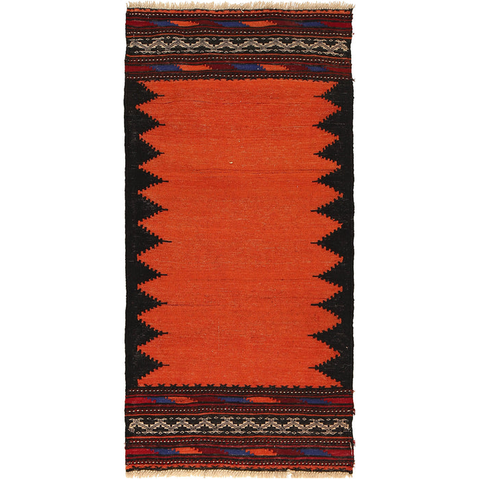 Table Sheet Area Rug Runner Handmade Orange Curvilinear 5'