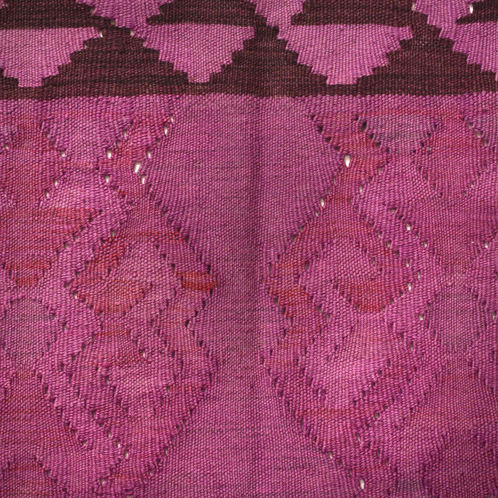 Overdyed Vegetable Kilim Area Rug Handmade Purple Geometric