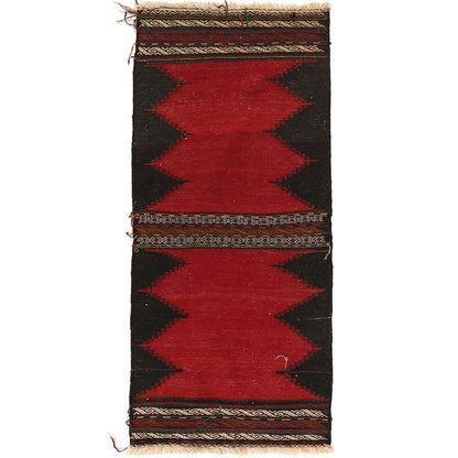 Table Sheet Runner Rug Handmade Red Curvilinear 5' Runner