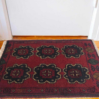 Handmade Wool Doormat Red Floral
