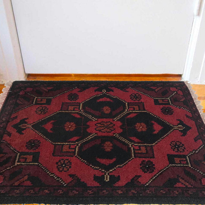 Handmade Wool Doormat Red Floral