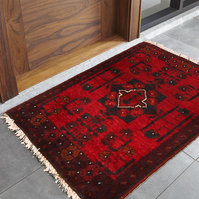 Handmade Wool Doormat Red Floral