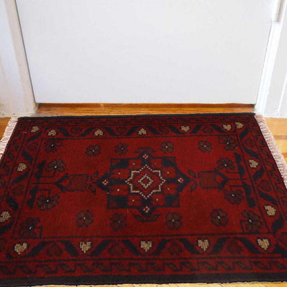 Handmade Wool Doormat Red Floral