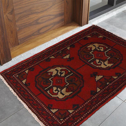 Handmade Wool Doormat Red Floral