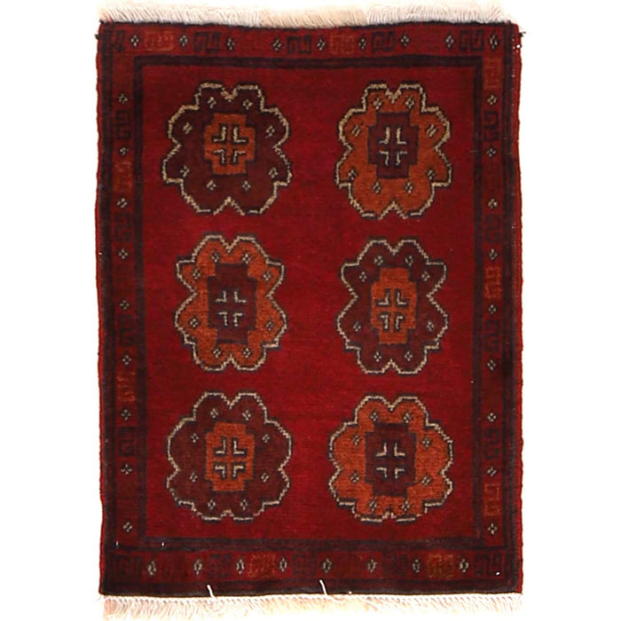 Handmade Wool Doormat Red Geometric