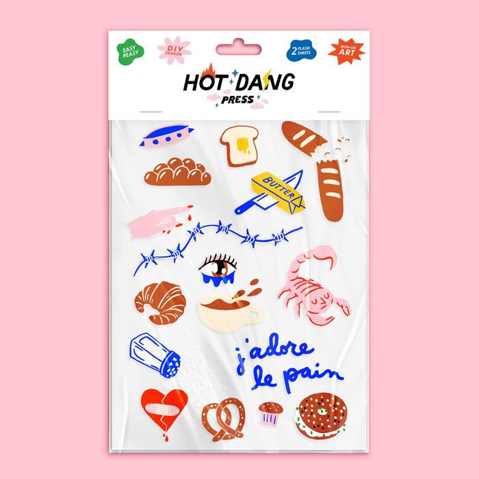 Hot Dang Press - J'Adore Le Pain Iron On Sheet Set