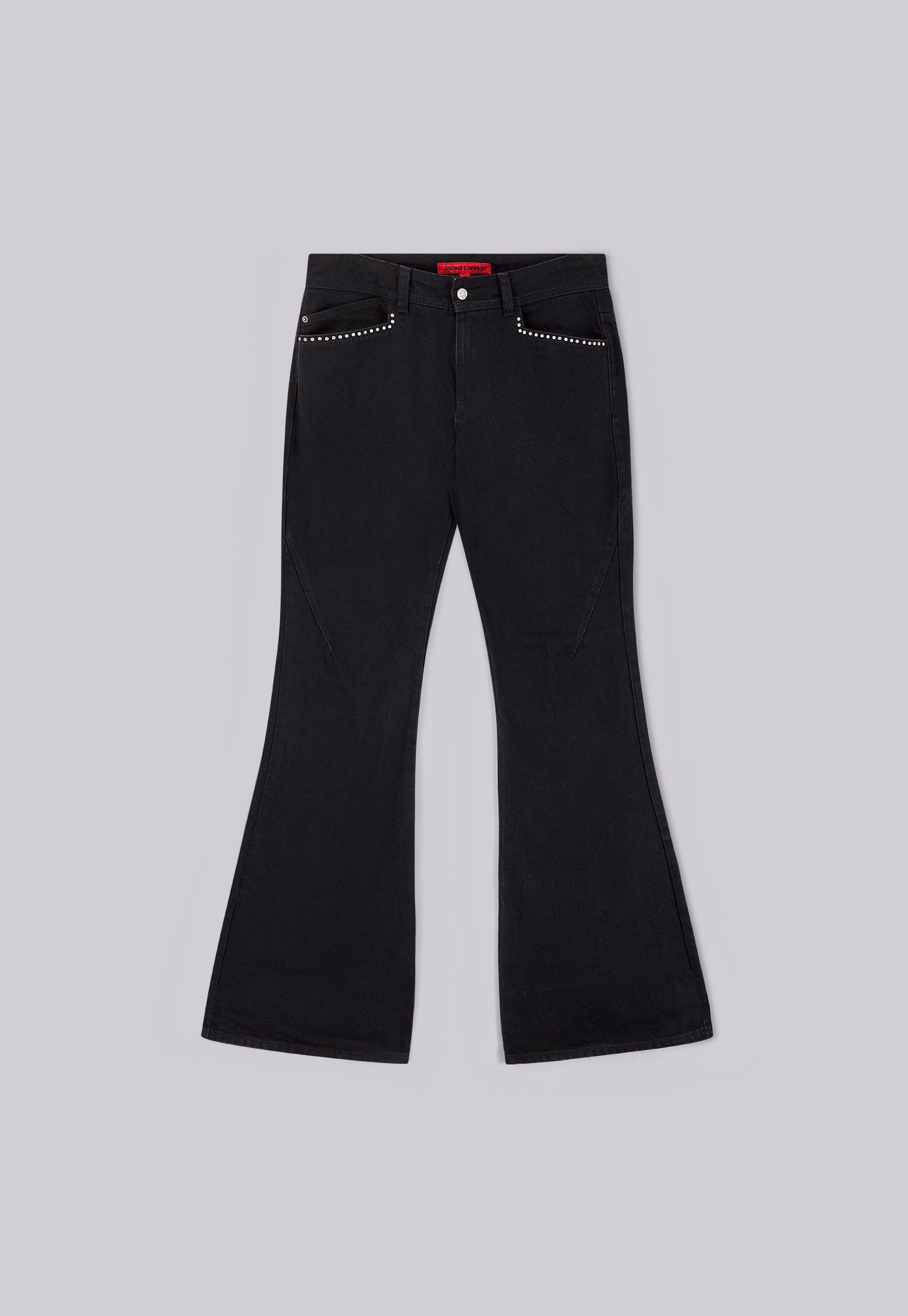 Jet Black Studded Drift Bootcut Jeans