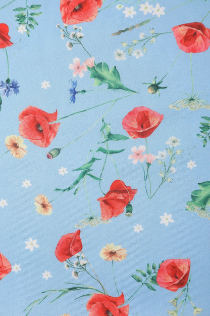 Amanda Light Blue Poppy Swing Dress
