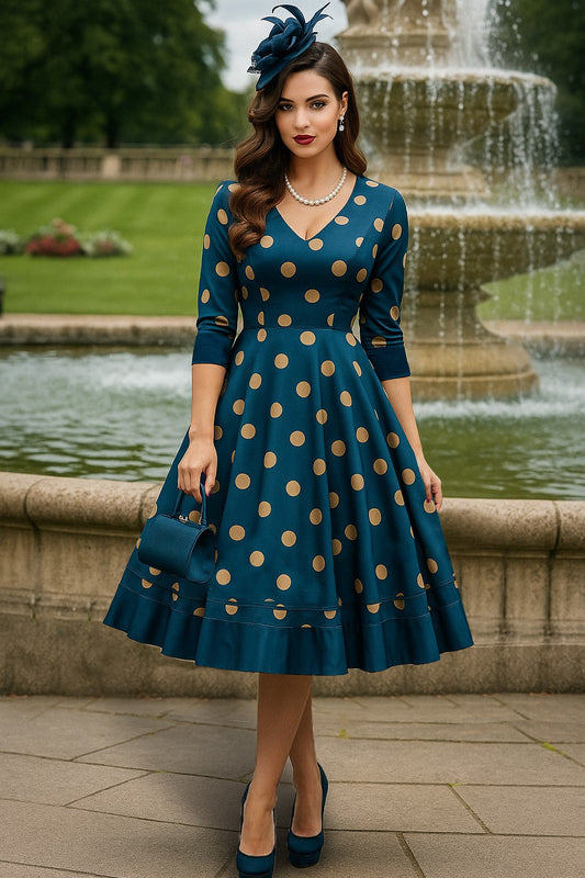 Maria Blue Circle Dress With Polka Dots