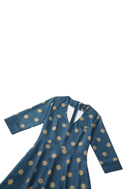 Maria Blue Circle Dress With Polka Dots