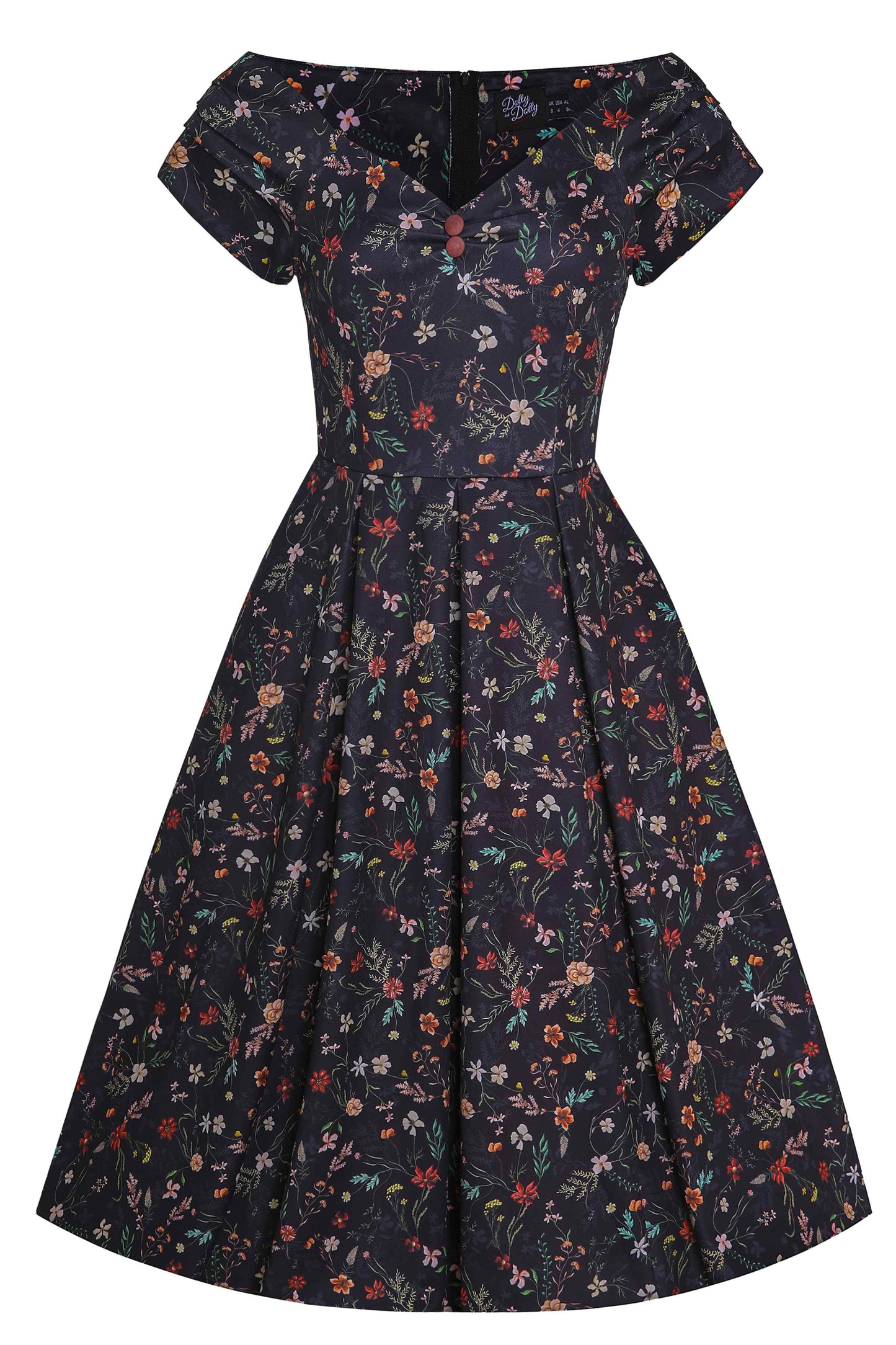 Lily Meadow Floral Black Off Shoulder Dress