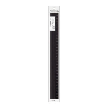 Midori - Non Slip Aluminum Ruler - 30 cm - Black