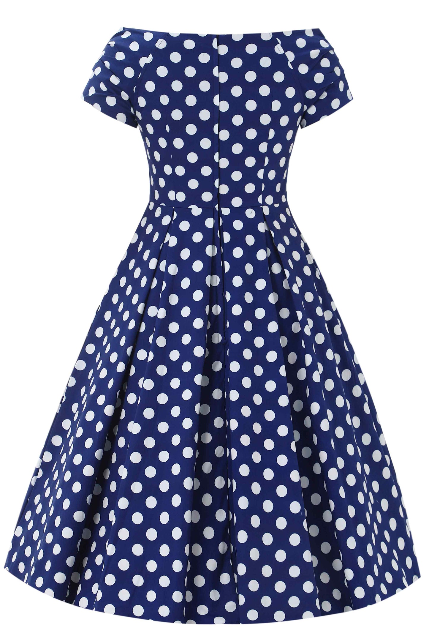 Lily Navy Blue Polka Dot Off Shoulder Dress