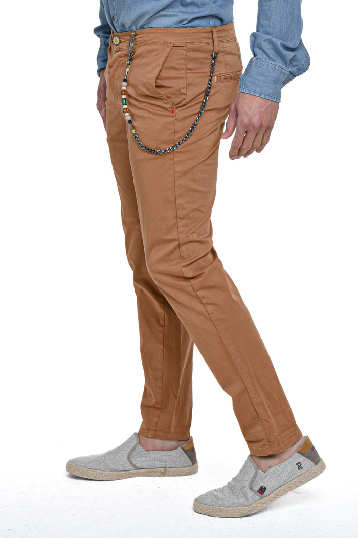 Pantaloni in cotone slim Sonic Raso caramello SS26