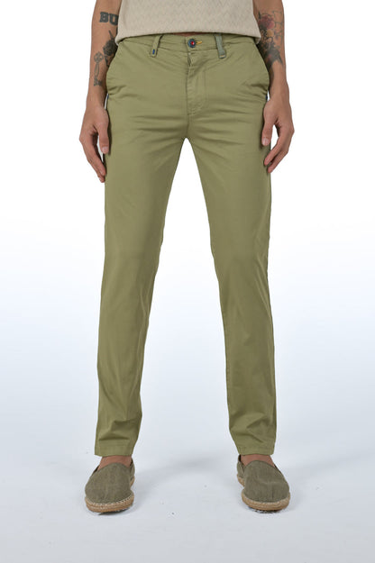 Pantaloni in cotone slim Sonic Raso verde SS26