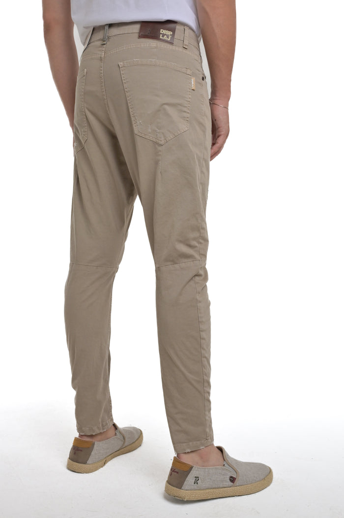 Pantaloni in cotone tapered Kron Rotture CT103 beige SS25