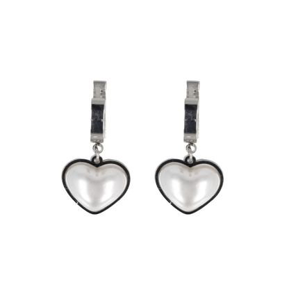 Pearl Heart Huggie Hoop Earrings