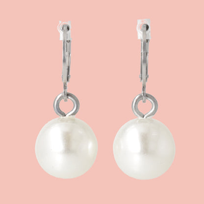 Pearl Huggie Hoops