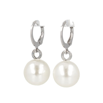 Pearl Huggie Hoops