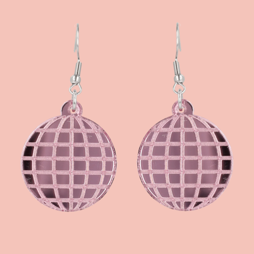 Pink Disco Ball Earrings