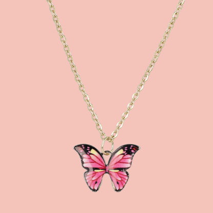 Pink Butterfly Necklace