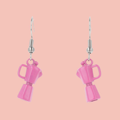 Pink Coffee Pot Earrings