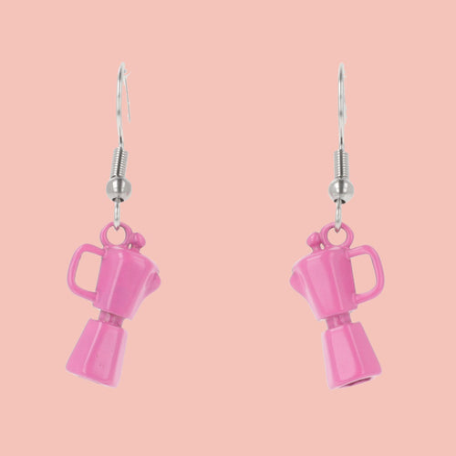 Pink Coffee Pot Earrings