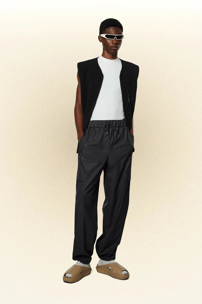 Rains - Cargo Rain Pants Wide - Black-Pantalons et Shorts-18990